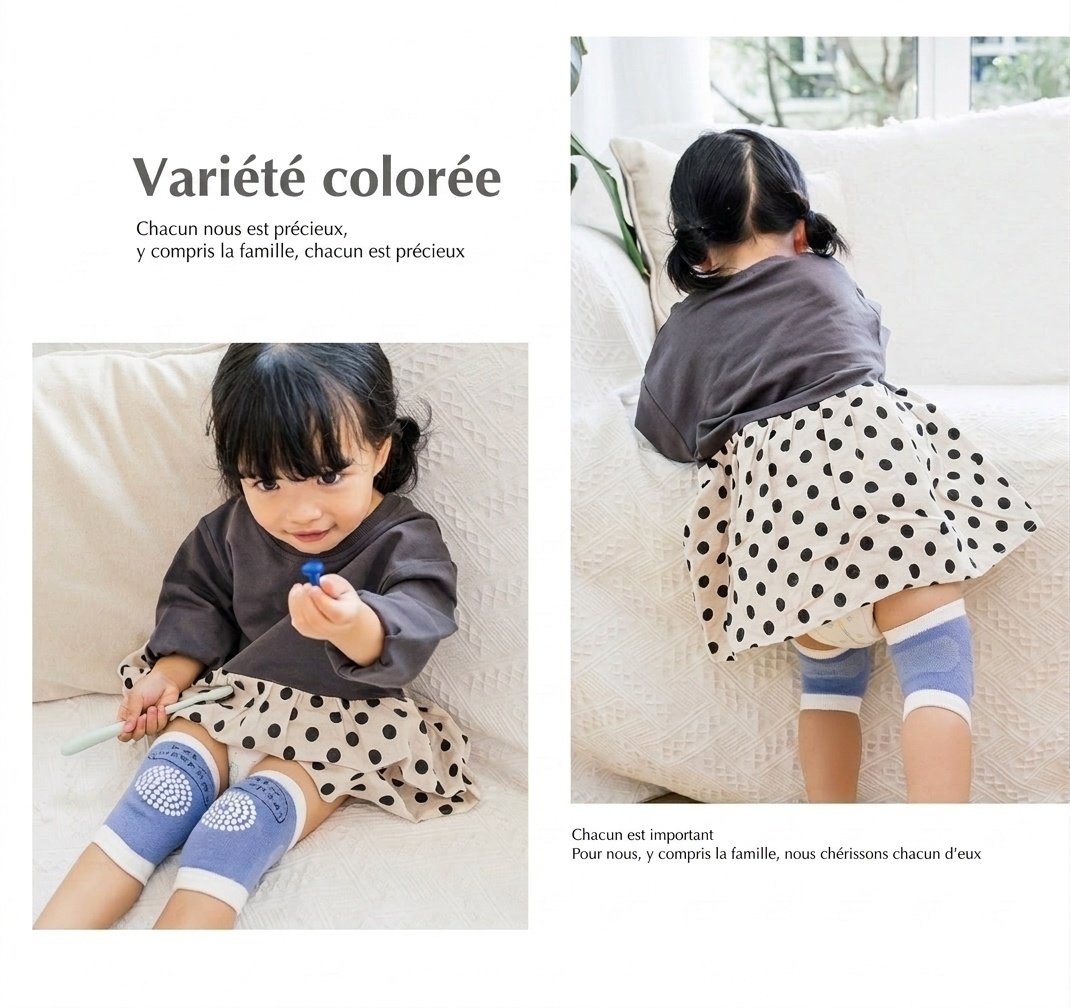 Genouillères pour bébé qui rampe, protections élastiques et respirantes pour les genoux des nourrissons avec une adhérence antidérapante en silicone pour les bébés qui rampent et marchent