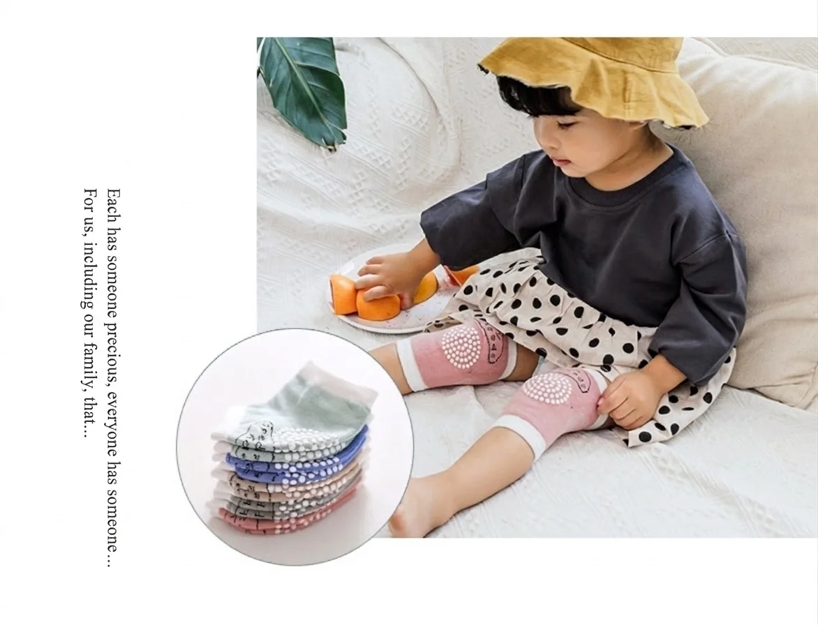 Ginocchiere per neonati, traspiranti ed elastiche, con impugnatura antiscivolo in silicone, ideali per gattonare e camminare.
