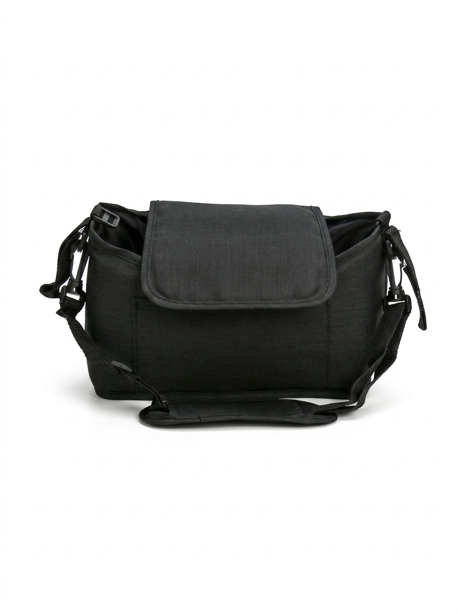 Bolsa organizadora universal para cochecito con correa para el hombro, organizador de pañales con múltiples bolsillos, portabotellas isotérmicos y bolsillo impermeable para pañuelos.