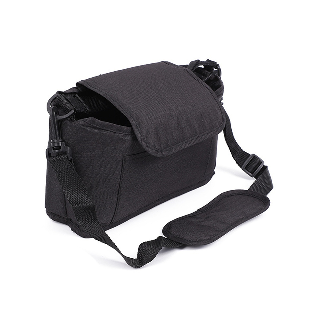 Bolsa organizadora universal para cochecito con correa para el hombro, organizador de pañales con múltiples bolsillos, portabotellas isotérmicos y bolsillo impermeable para pañuelos.