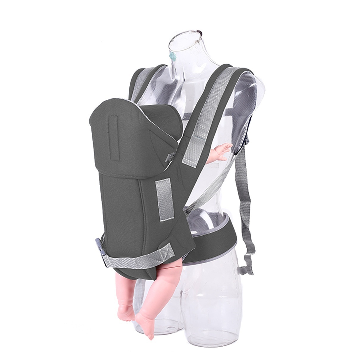 Ergonomic Baby Carrier for Newborns to Toddlers, 4-in-1 Hands-Free Breathable Infant Carrier with Adjustable Waistband and Padded Straps