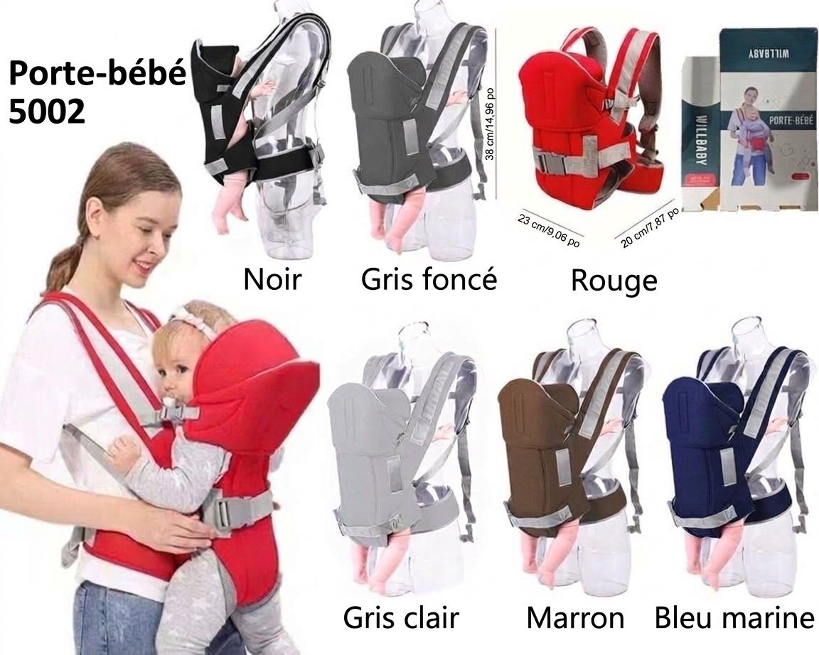 Porte-bébé ergonomique pour nouveau-nés et jeunes enfants, porte-bébé mains libres 4 en 1 respirant avec ceinture ajustable et bretelles rembourrées