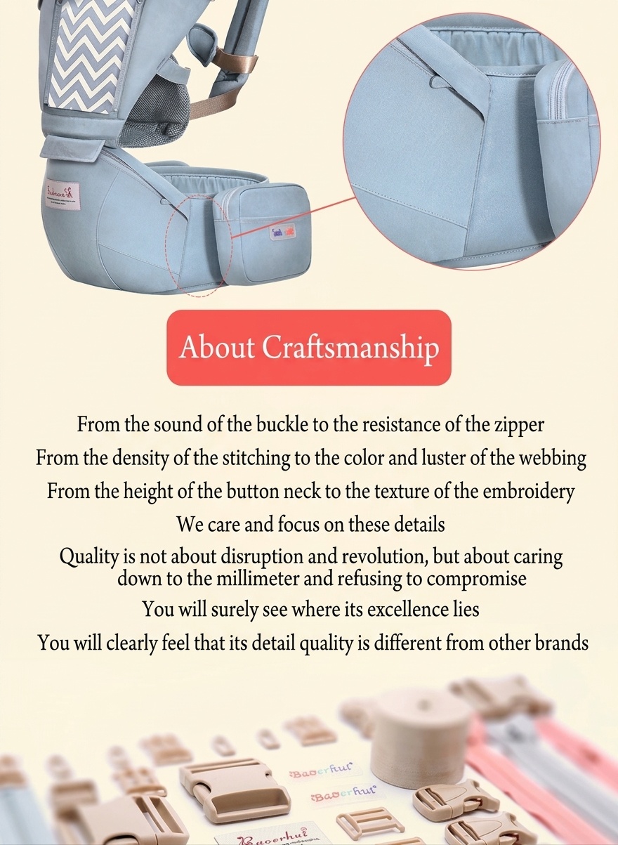 Ergonomic Baby Carrier with Detachable Hip Seat, Multi-Position Infant Carrier with Lumbar Support and Storage Pockets for 0-36 Months