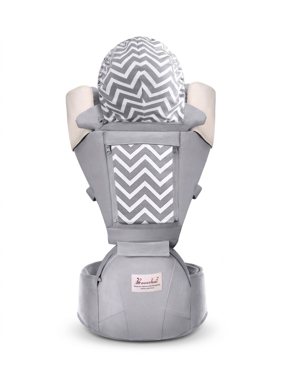 Ergonomic Baby Carrier with Detachable Hip Seat, Multi-Position Infant Carrier with Lumbar Support and Storage Pockets for 0-36 Months