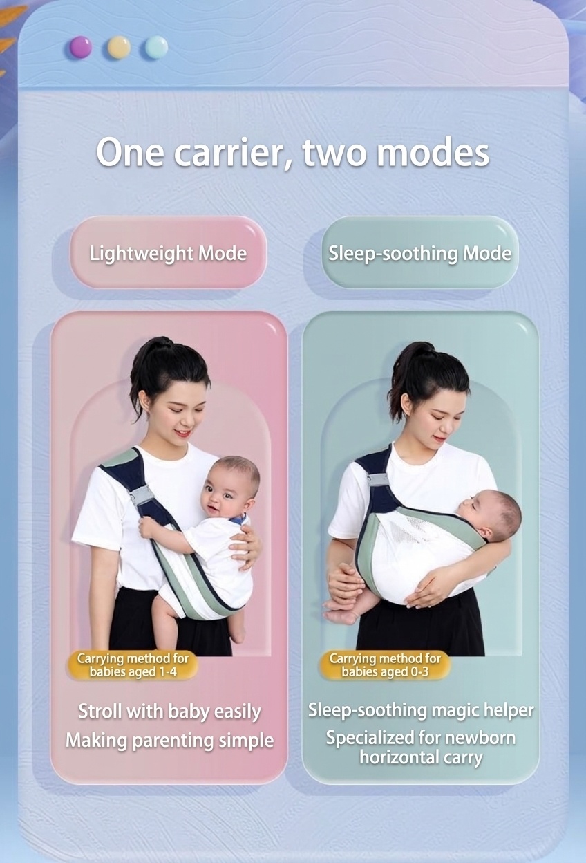 Breathable Baby Carrier Sling Wrap, Adjustable Hands-Free Infant Swaddle Wrap with Safety Buckle for Newborns and Infants