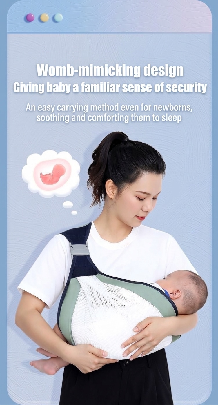 Breathable Baby Carrier Sling Wrap, Adjustable Hands-Free Infant Swaddle Wrap with Safety Buckle for Newborns and Infants