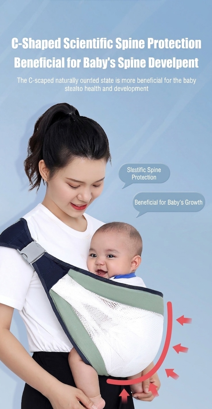 Breathable Baby Carrier Sling Wrap, Adjustable Hands-Free Infant Swaddle Wrap with Safety Buckle for Newborns and Infants