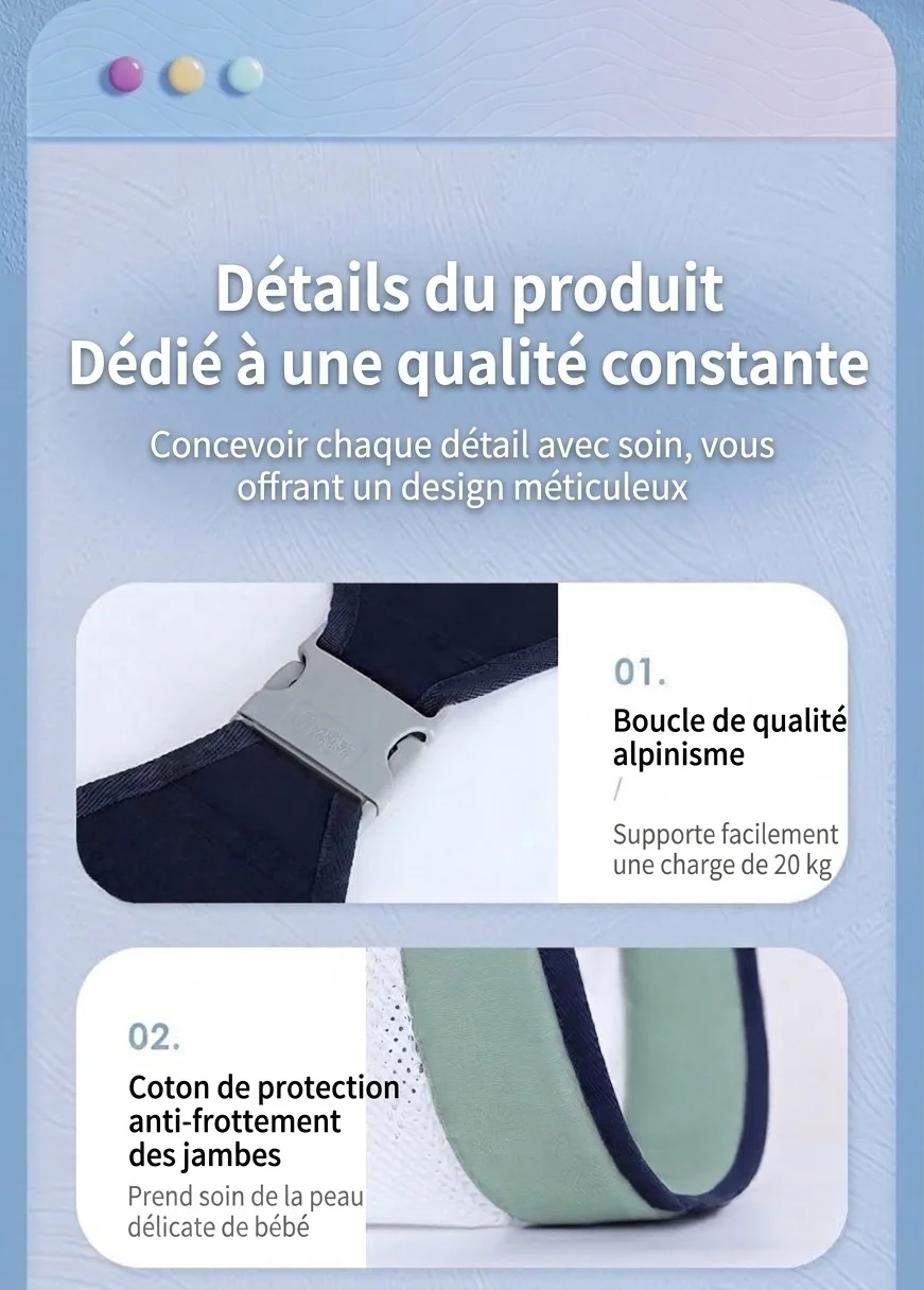 Écharpe de portage respirante pour bébé, emmaillotage mains libres ajustable avec boucle de sécurité pour nouveau-nés et nourrissons