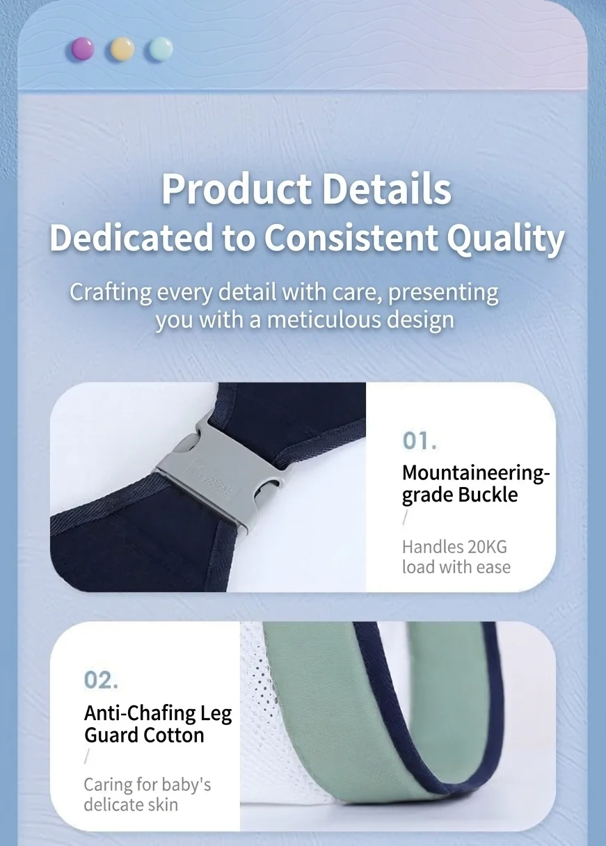 Breathable Baby Carrier Sling Wrap, Adjustable Hands-Free Infant Swaddle Wrap with Safety Buckle for Newborns and Infants