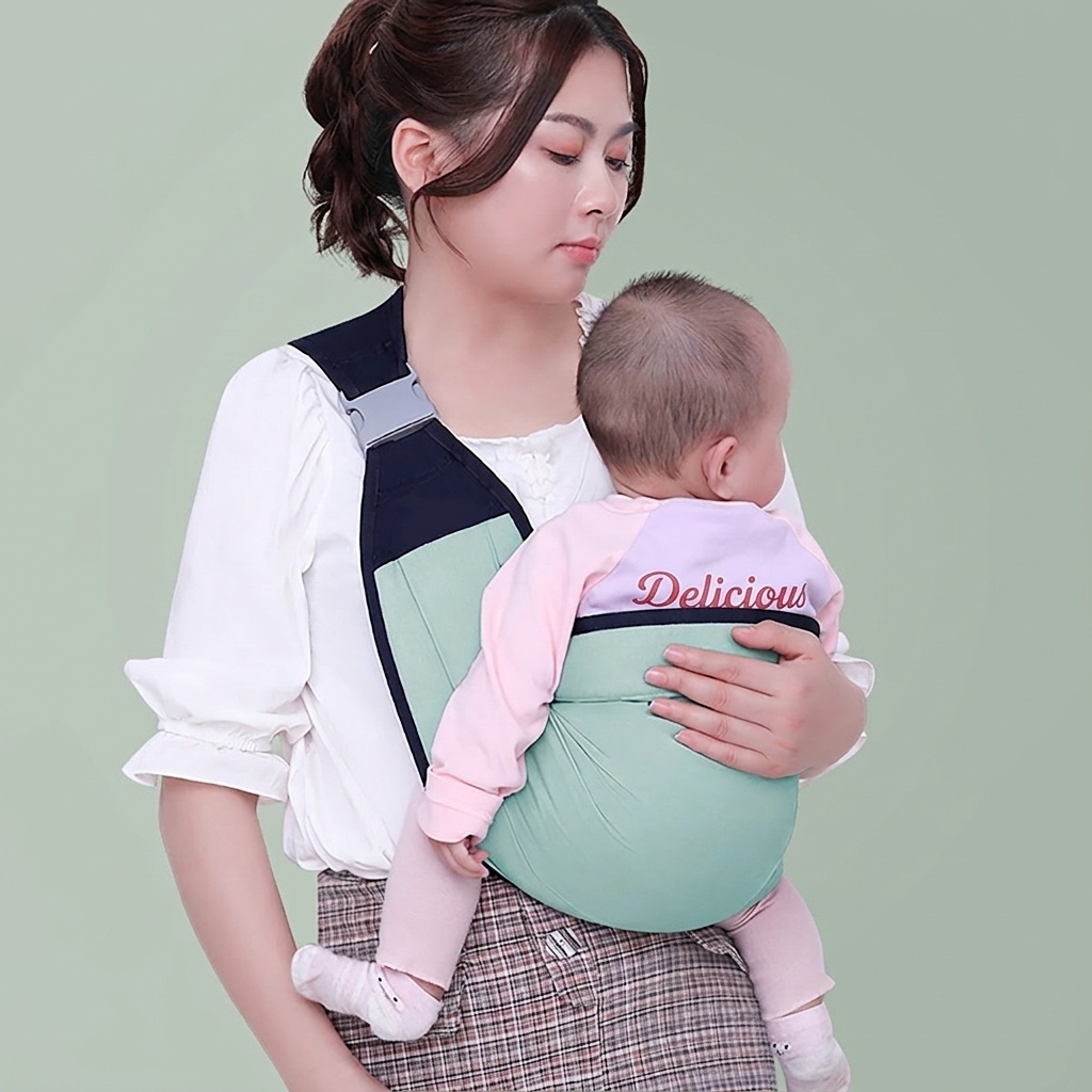 Breathable Baby Carrier Sling Wrap, Adjustable Hands-Free Infant Swaddle Wrap with Safety Buckle for Newborns and Infants