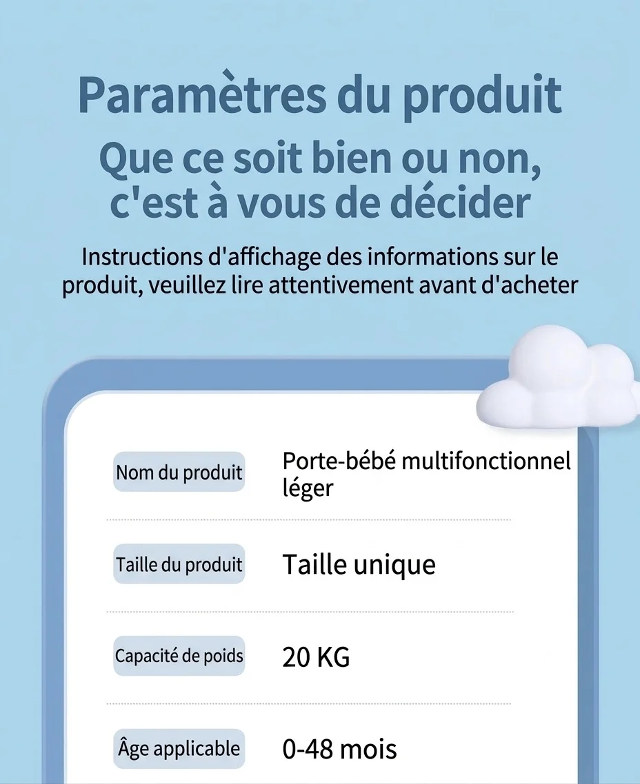 Écharpe de portage respirante pour bébé, emmaillotage mains libres ajustable avec boucle de sécurité pour nouveau-nés et nourrissons