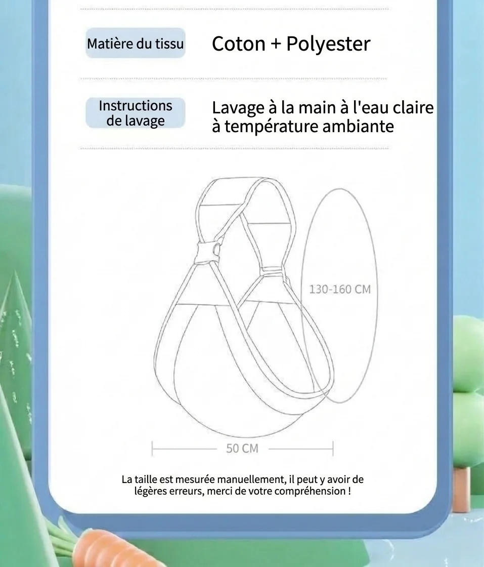 Écharpe de portage respirante pour bébé, emmaillotage mains libres ajustable avec boucle de sécurité pour nouveau-nés et nourrissons