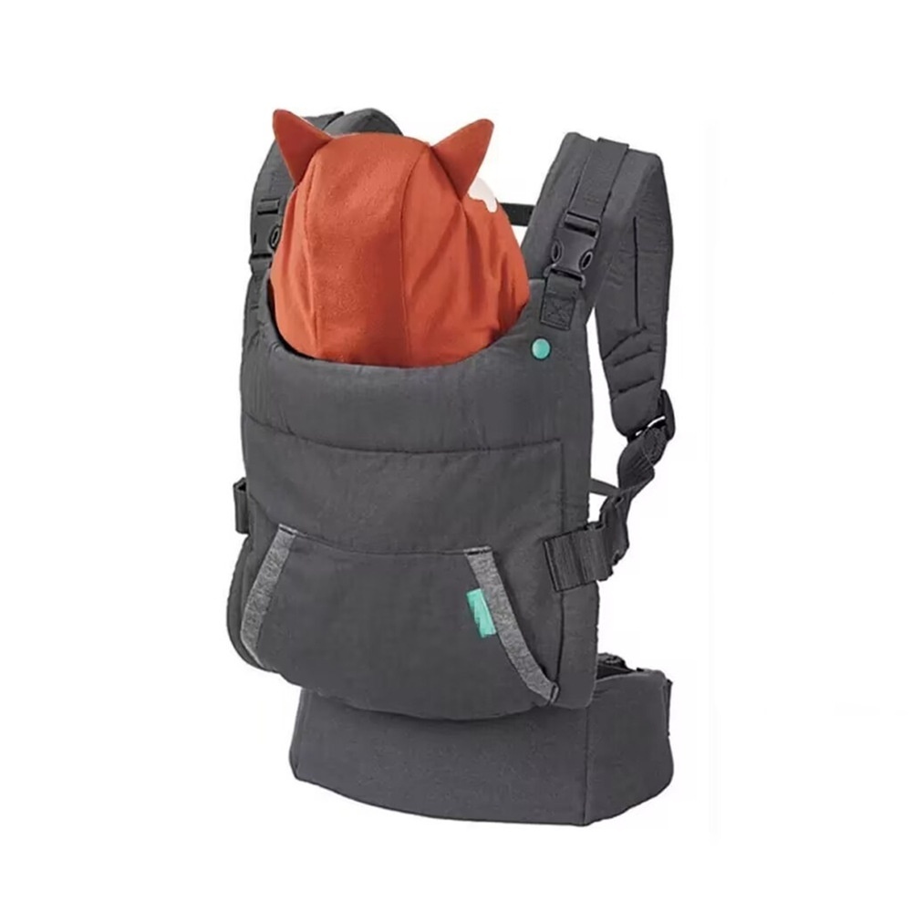 Ergonomic Baby Carrier with Detachable Animal Canopy Hood, Front and Back Infant Carrier with Ergonomic Hip Seat Support