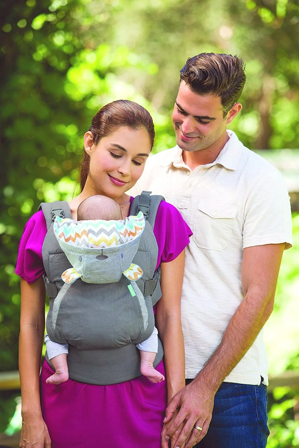Ergonomic Baby Carrier with Detachable Animal Canopy Hood, Front and Back Infant Carrier with Ergonomic Hip Seat Support