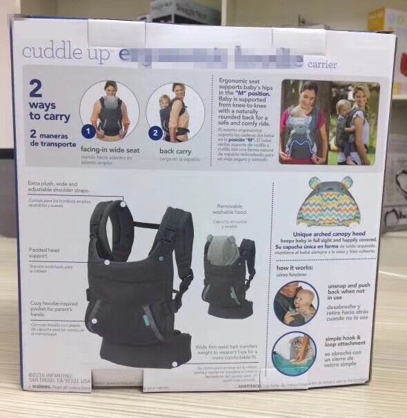 Ergonomic Baby Carrier with Detachable Animal Canopy Hood, Front and Back Infant Carrier with Ergonomic Hip Seat Support