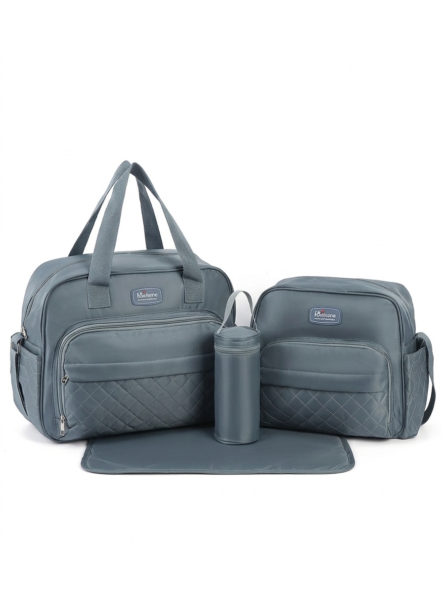Conjunto de 4 piezas de bolso cambiador acolchado para bebé, bolso de hombro multifuncional con cambiador, portabiberones térmico y pequeño organizador.