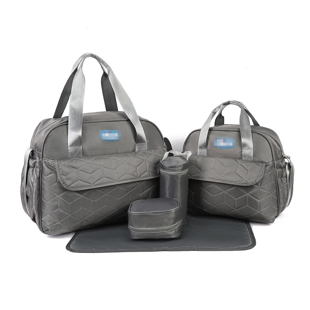 Conjunto de 4 piezas de bolso cambiador acolchado para bebé, bolso de hombro multifuncional con cambiador, portabiberones térmico y pequeño organizador.
