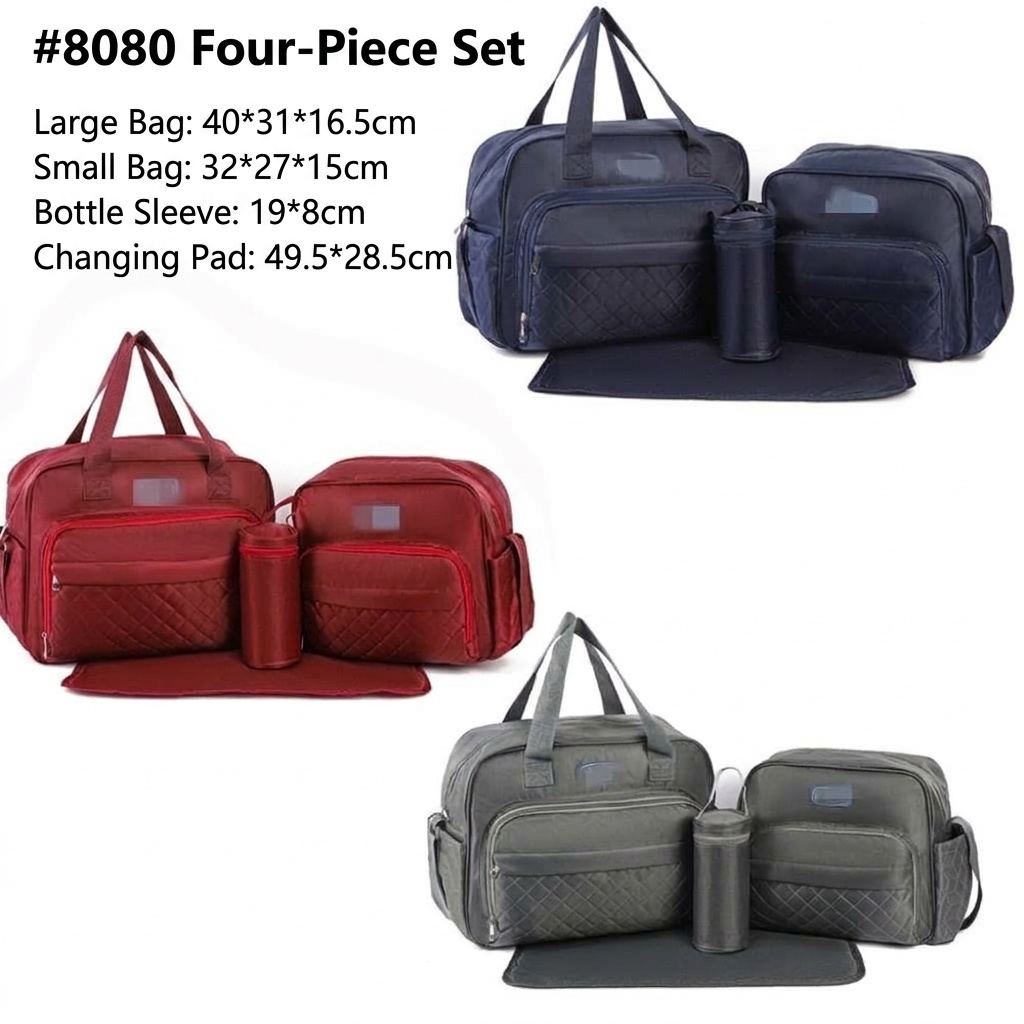 Conjunto de 4 piezas de bolso cambiador acolchado para bebé, bolso de hombro multifuncional con cambiador, portabiberones térmico y pequeño organizador.