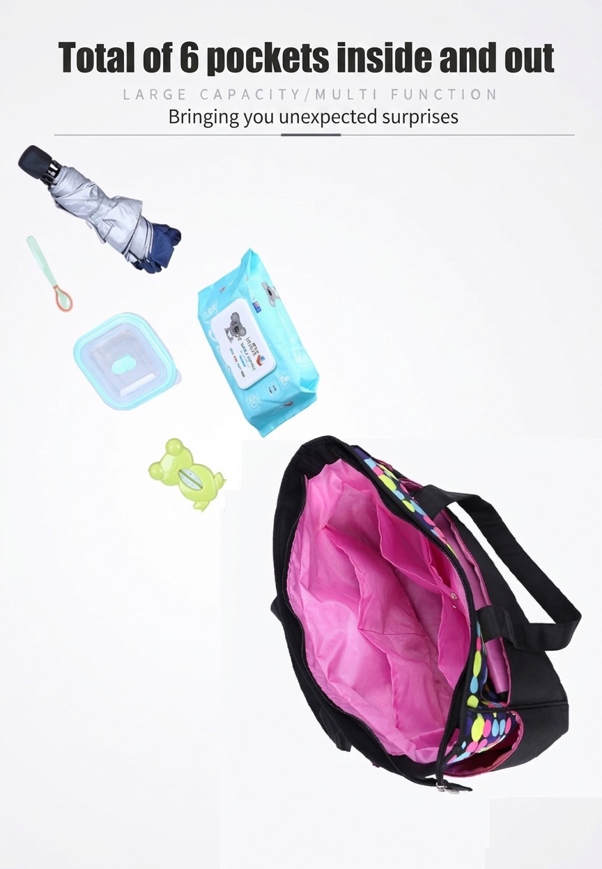 Set di 5 pezzi impermeabile per pannolini per neonati, borsa da viaggio capiente con fasciatoio, borsa termica per biberon e marsupio.