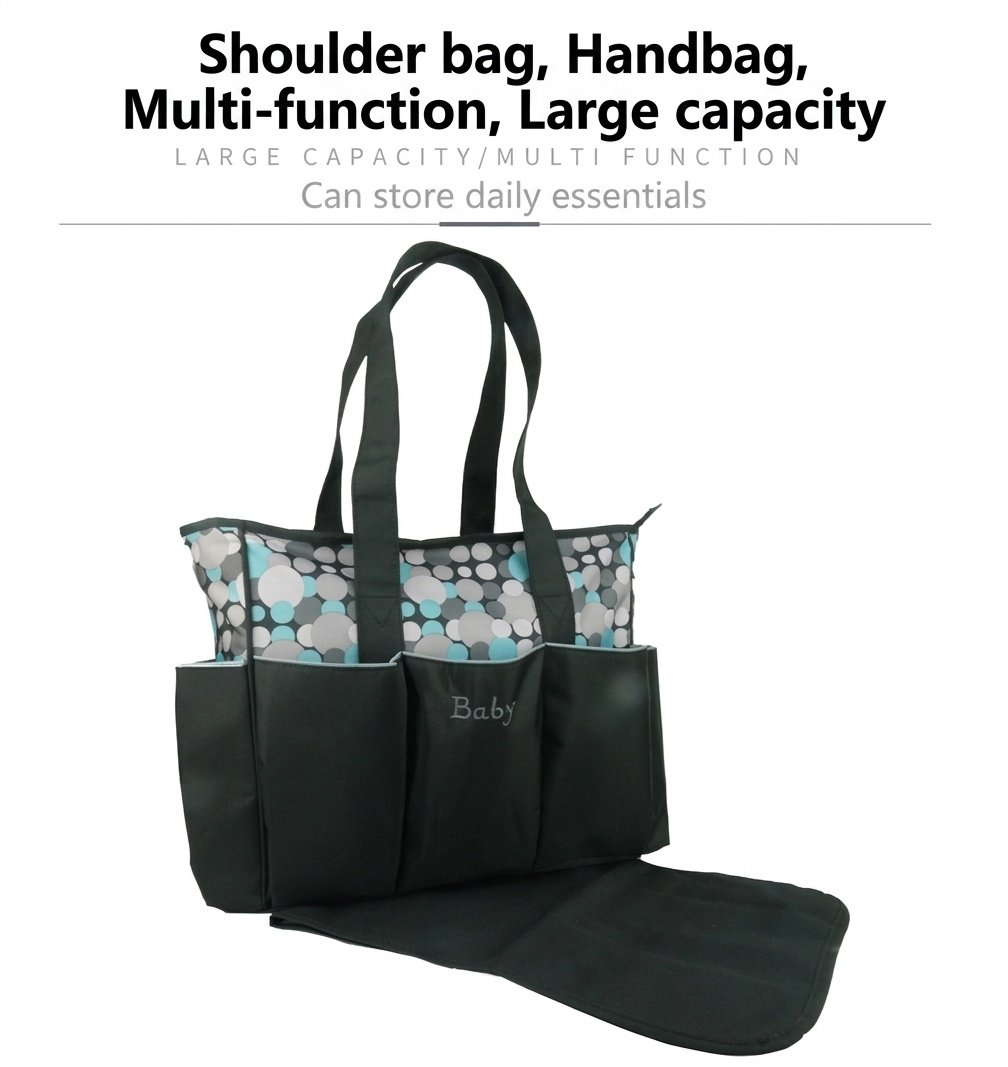 Set di 5 pezzi impermeabile per pannolini per neonati, borsa da viaggio capiente con fasciatoio, borsa termica per biberon e marsupio.