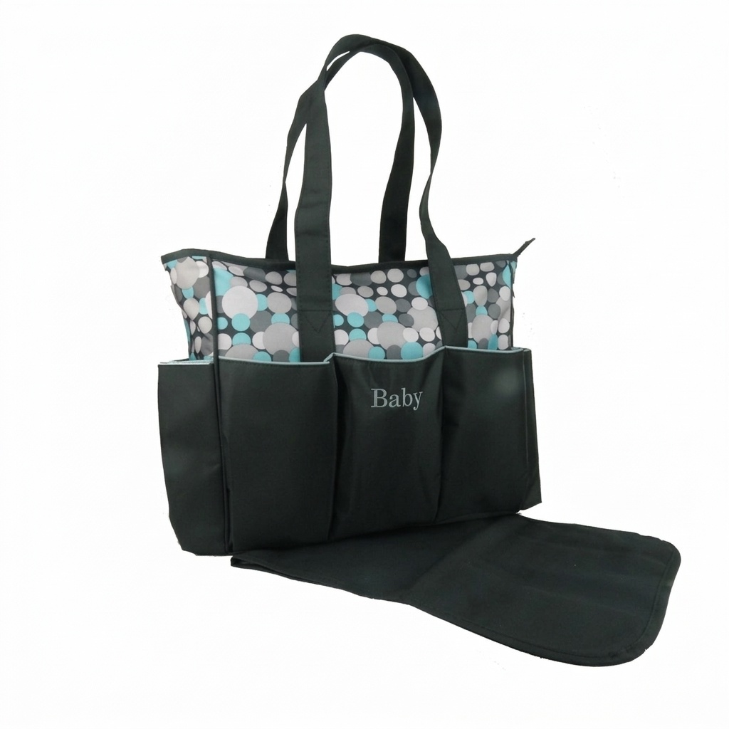 Set di 5 pezzi impermeabile per pannolini per neonati, borsa da viaggio capiente con fasciatoio, borsa termica per biberon e marsupio.