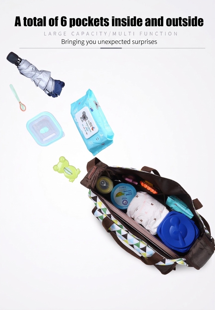 Set di 5 pezzi con borsa fasciatoio per neonati a tema animali dei cartoni animati, borsa premaman multi-tasche con fasciatoio, borsa per biberon e marsupio.
