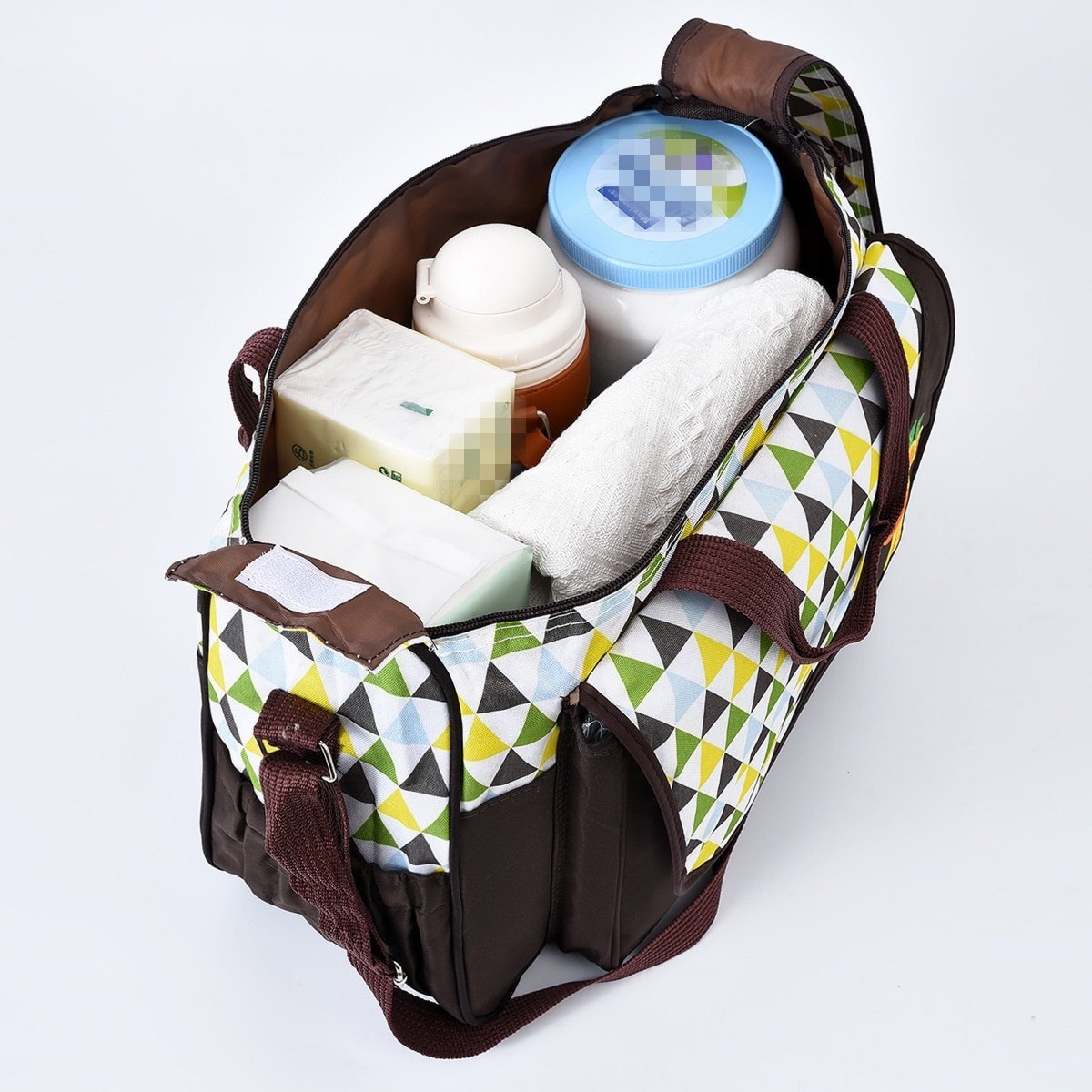 Set di 5 pezzi con borsa fasciatoio per neonati a tema animali dei cartoni animati, borsa premaman multi-tasche con fasciatoio, borsa per biberon e marsupio.