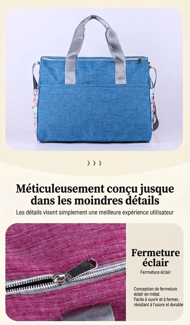 Ensemble sac à langer à motif arc-en-ciel, sac de voyage multifonction avec matelas à langer portable, étui chauffe-biberon et pochette de rangement