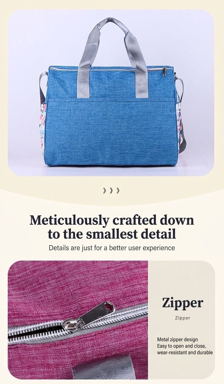 Conjunto de bolso cambiador para bebé con estampado de arcoíris, bolso de viaje multifuncional con cambiador portátil, estuche calientabiberones y bolsillo multiusos.