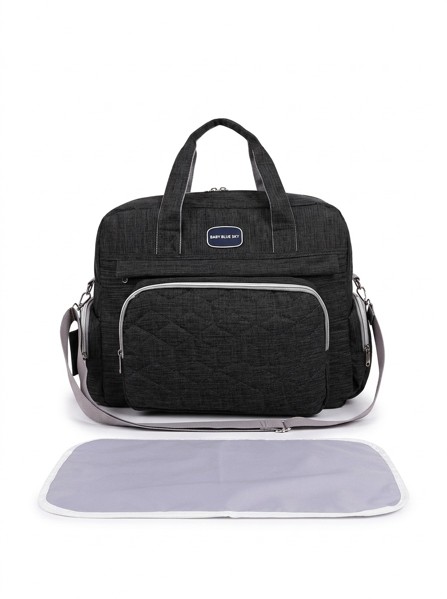 Bolso cambiador acolchado multicompartimento, bolso de viaje impermeable para bebé con cambiador acolchado y bolsillos de almacenamiento isotérmicos.
