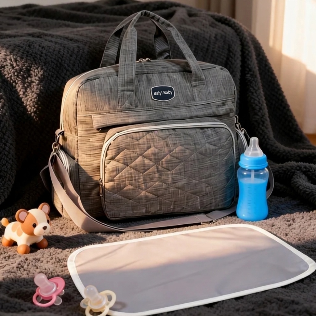 Bolso cambiador acolchado multicompartimento, bolso de viaje impermeable para bebé con cambiador acolchado y bolsillos de almacenamiento isotérmicos.