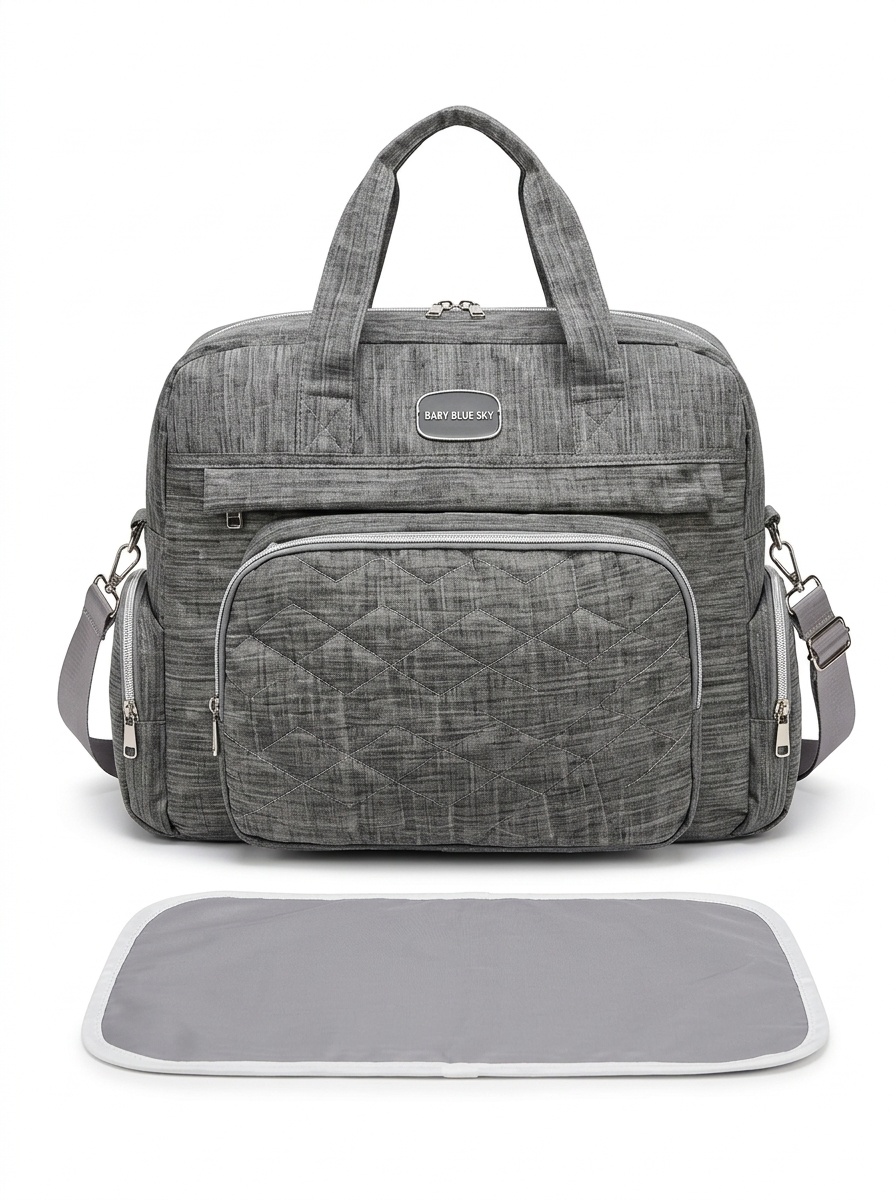 Bolso cambiador acolchado multicompartimento, bolso de viaje impermeable para bebé con cambiador acolchado y bolsillos de almacenamiento isotérmicos.