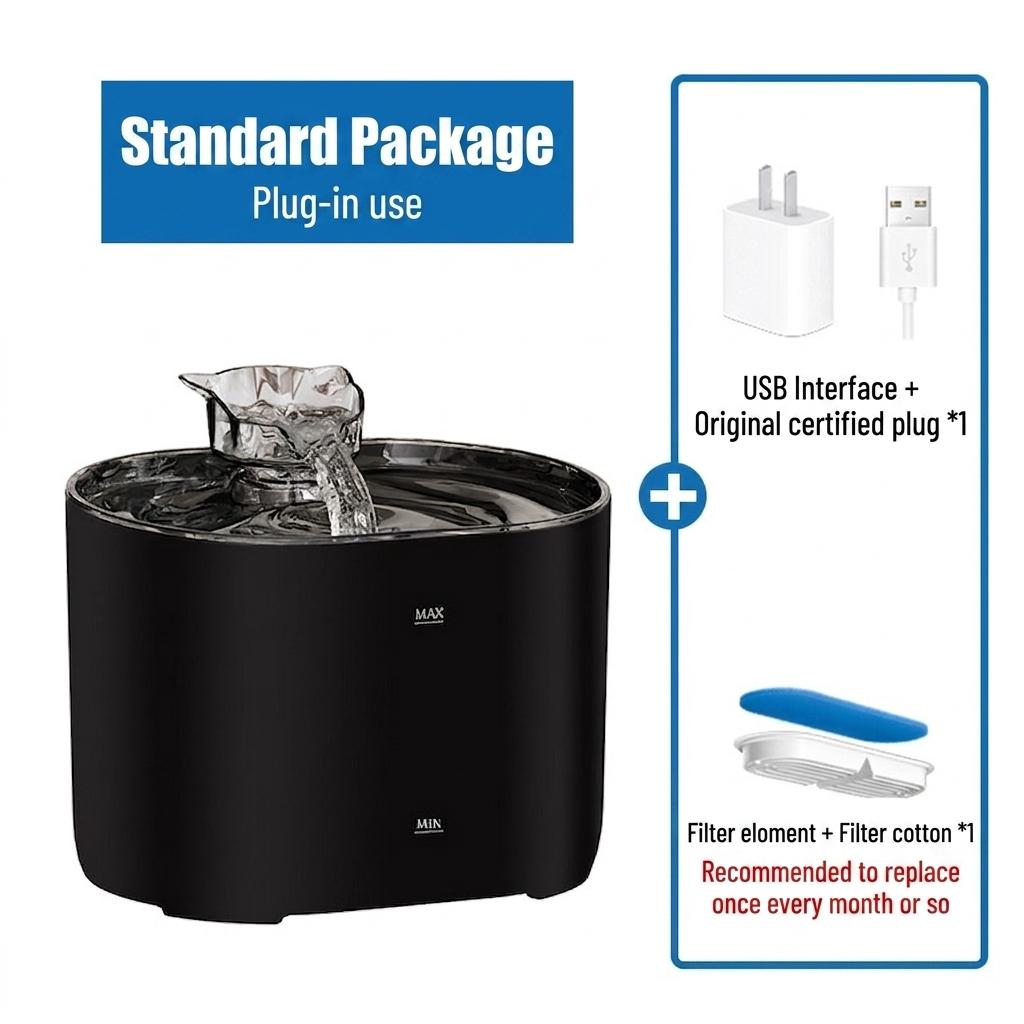 Automatic Pet Water Fountain for Cats & Dogs - Filtered & Quiet - Model#FT666