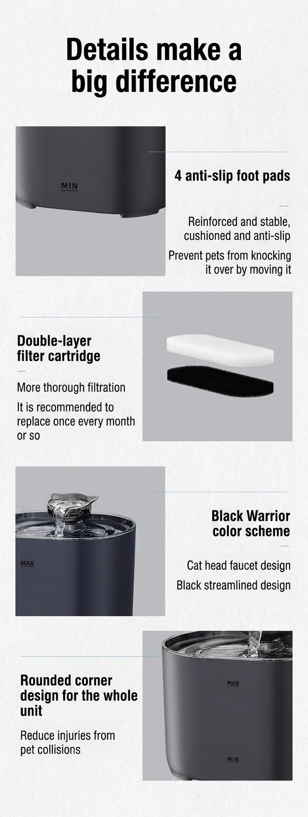Automatic Pet Water Fountain for Cats & Dogs - Filtered & Quiet - Model#FT666