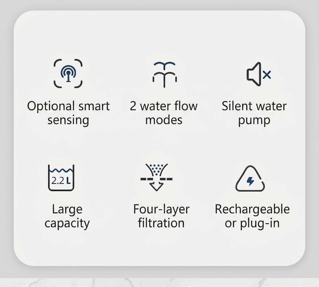 Automatic Pet Water Fountain for Cats & Dogs - Filtered & Quiet - Model#FT666