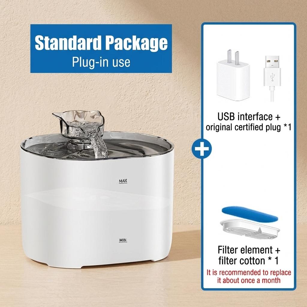 Automatic Pet Water Fountain for Cats & Dogs - Filtered & Quiet - Model#FT666