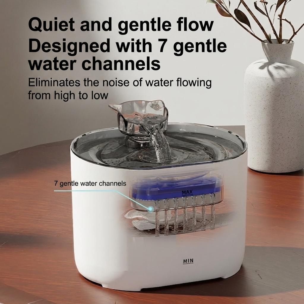 Automatic Pet Water Fountain for Cats & Dogs - Filtered & Quiet - Model#FT666