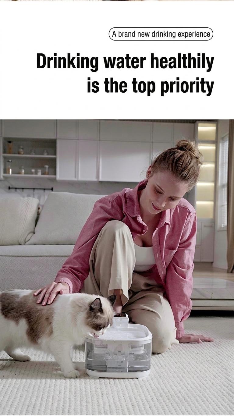 Pet Water Fountain Wireless Smart Cat Dog Dispenser - Model#FT999