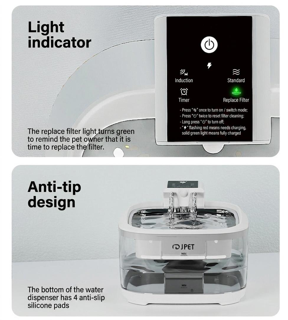 Pet Water Fountain Wireless Smart Cat Dog Dispenser - Model#FT999