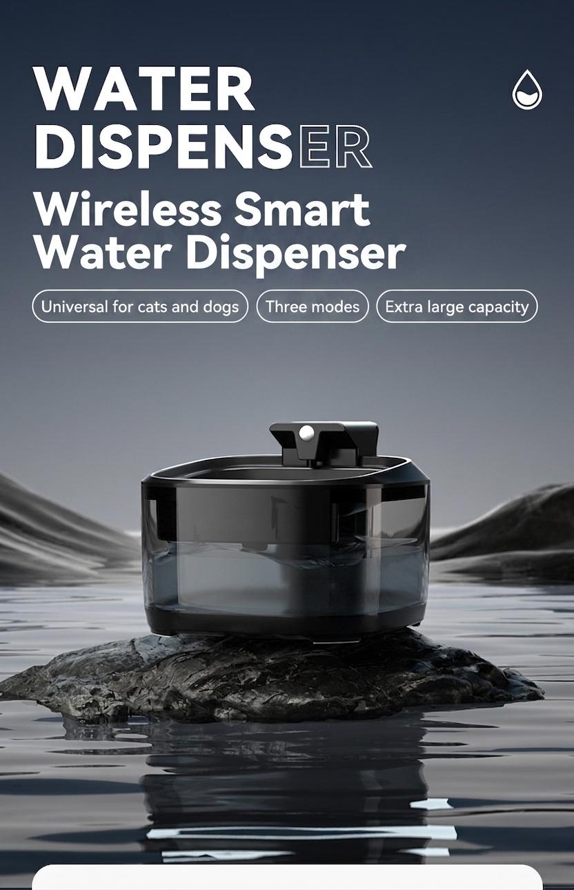 Pet Water Fountain Wireless Smart Cat Dog Dispenser - Model#FT999