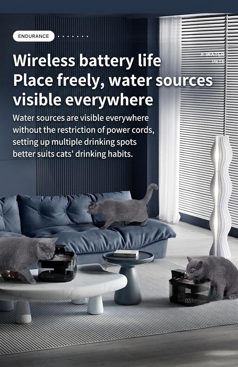 Pet Water Fountain Wireless Smart Cat Dog Dispenser - Model#FT999