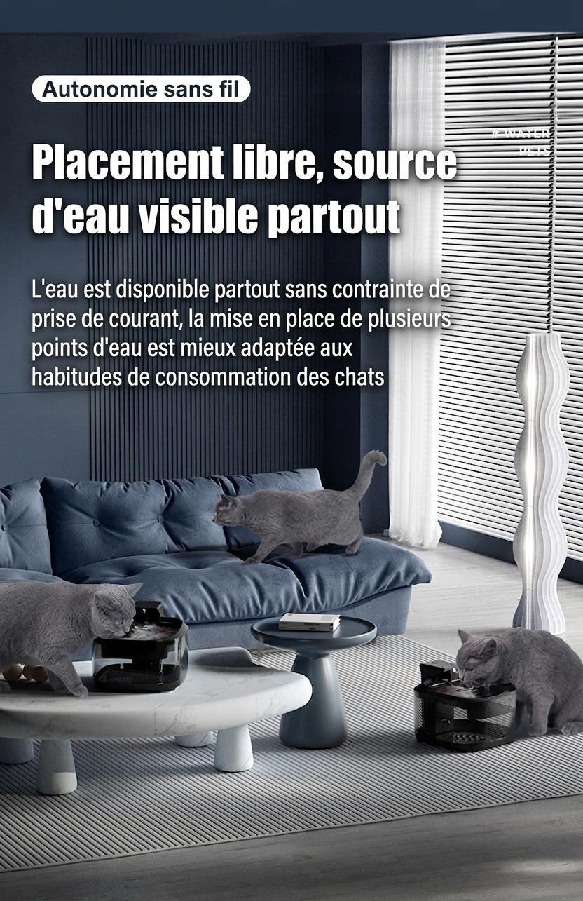 Pet Water Fountain Wireless Smart Cat Dog Dispenser - Model#FT999
