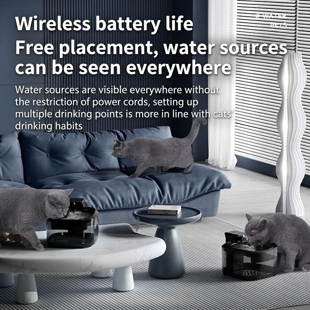 Pet Water Fountain Wireless Smart Cat Dog Dispenser - Model#FT999