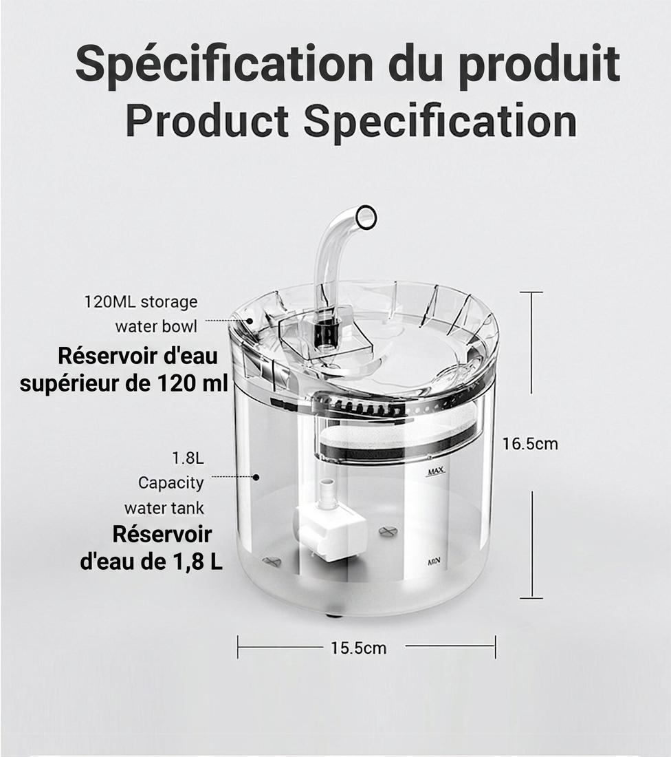 2L Automatic Pet Water Fountain with Triple Filtration - Model#WF060