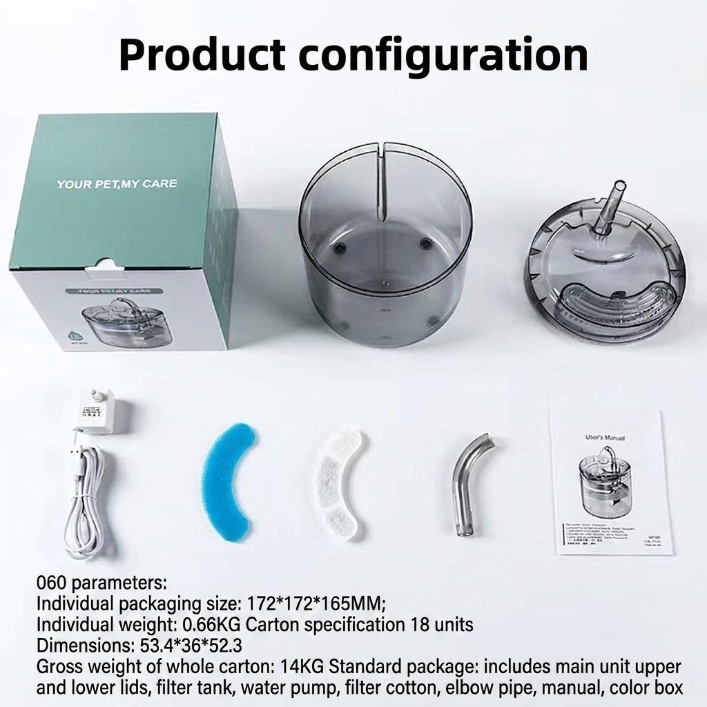 2L Automatic Pet Water Fountain with Triple Filtration - Model#WF060