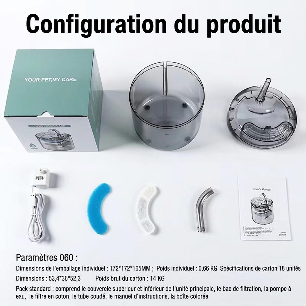 2L Automatic Pet Water Fountain with Triple Filtration - Model#WF060