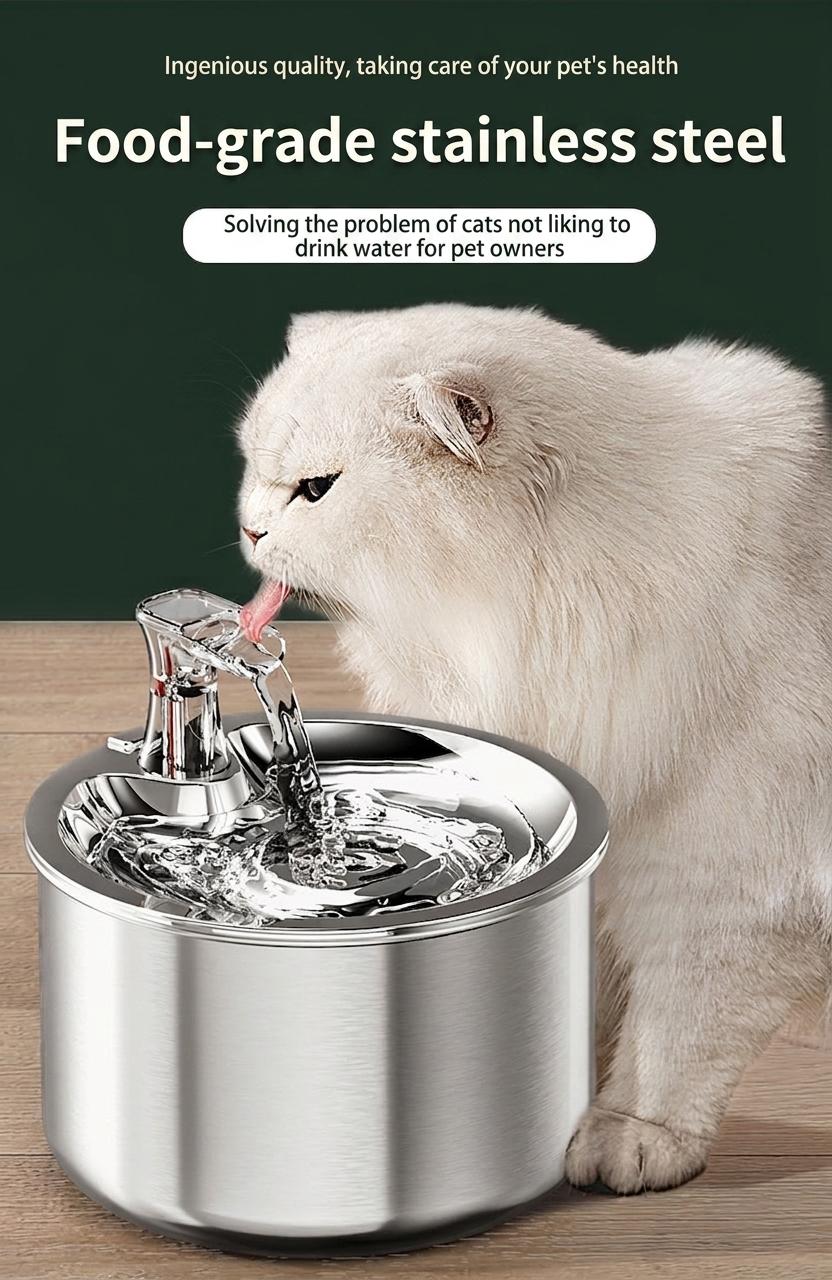 Stainless Steel Pet Water Fountain for Cats & Small Dogs - Model#WF150