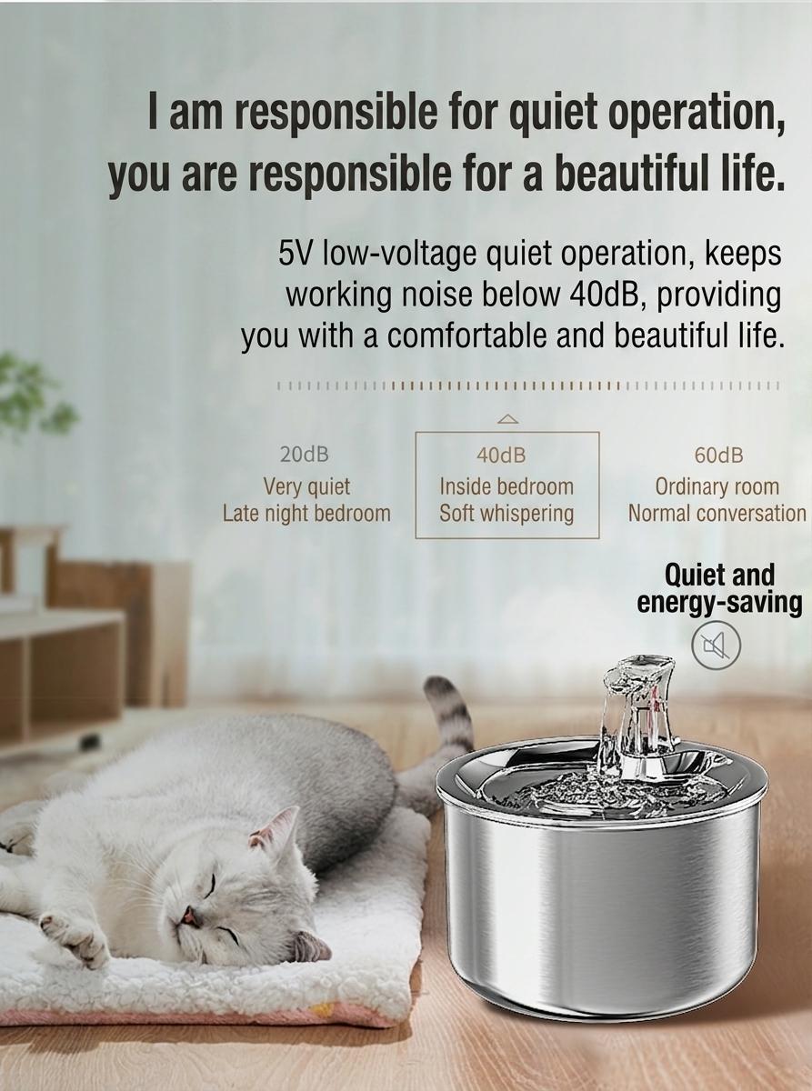 Stainless Steel Pet Water Fountain for Cats & Small Dogs - Model#WF150