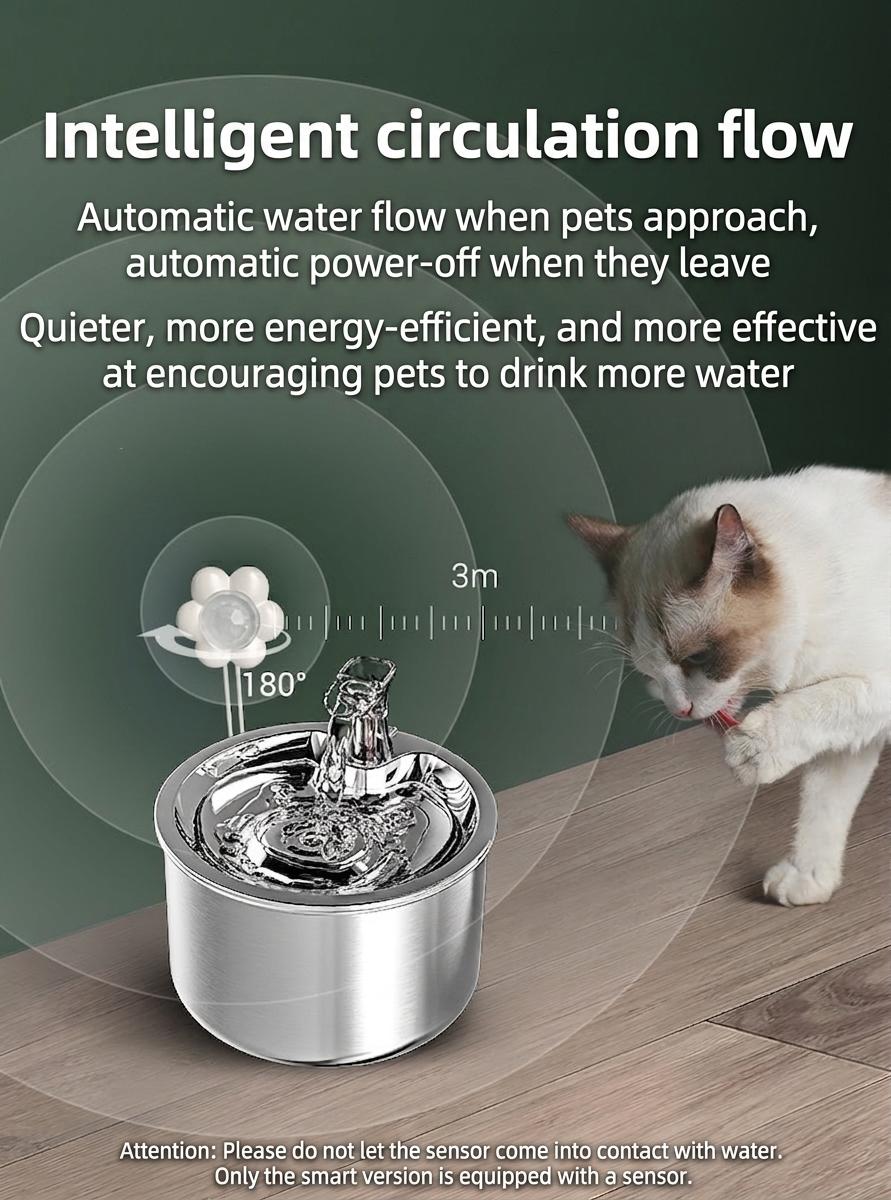 Stainless Steel Pet Water Fountain for Cats & Small Dogs - Model#WF150
