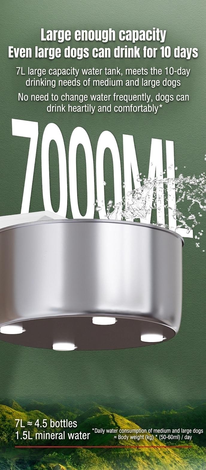 7L Stainless Steel Wireless Pet Water Fountain for Dogs & Cats - Model#FT008